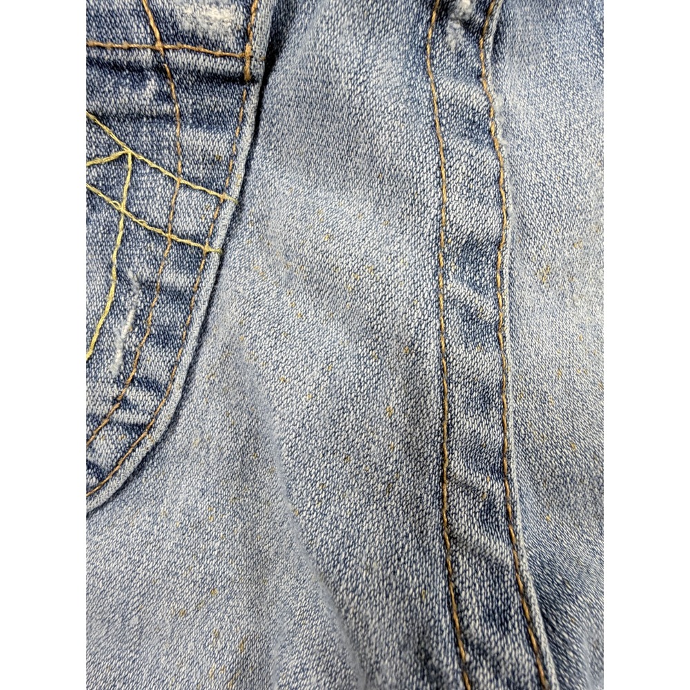 True Religion Womens Skinny Jeans Blue Low Rise Horseshoe Size 32 USA Made - Picture 10 of 13